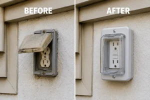 outdoor weatherproof GFCI outlet installation