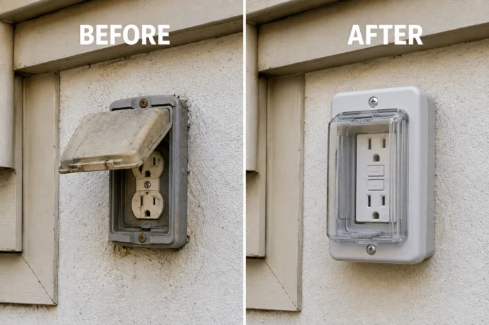 outdoor weatherproof GFCI outlet installation