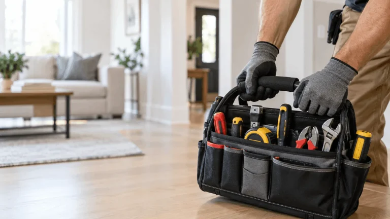 handy man holding a tool box